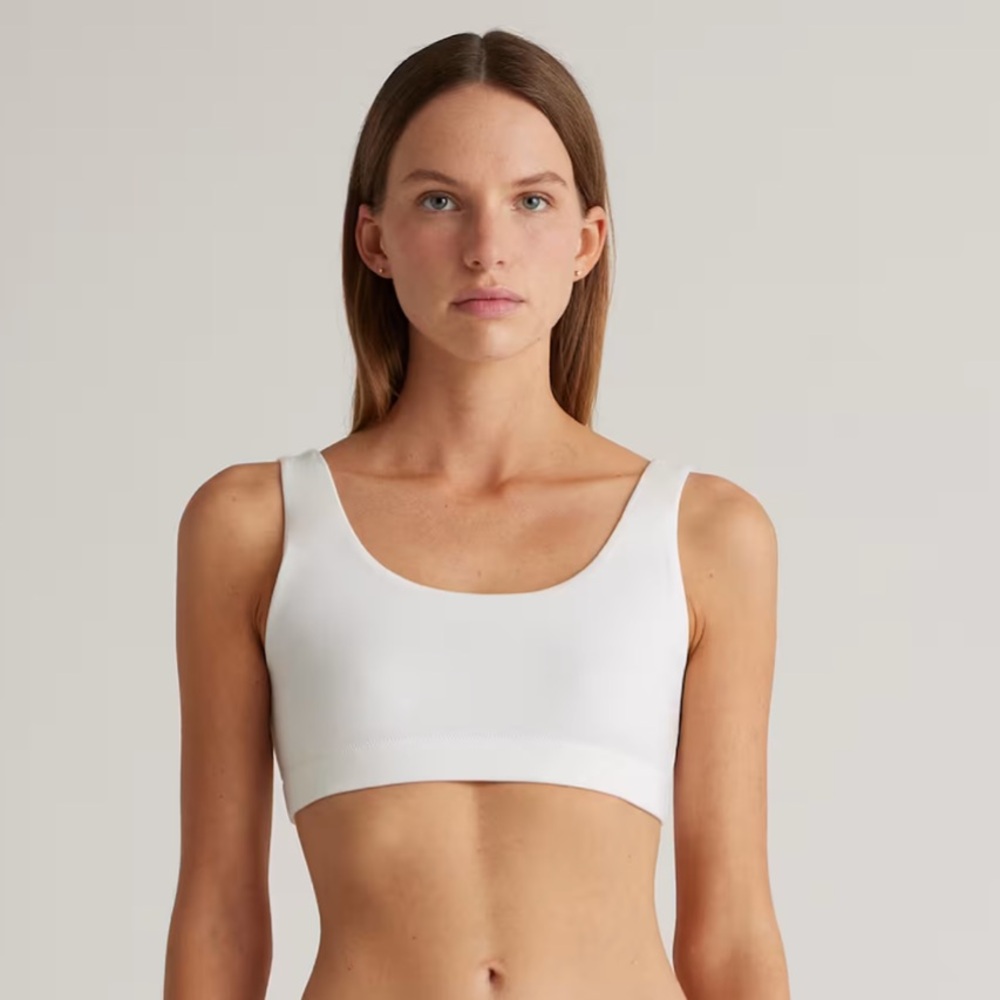 NEW QUINCE Pack Of 2 Organic Cotton Tank Bralettes White 11